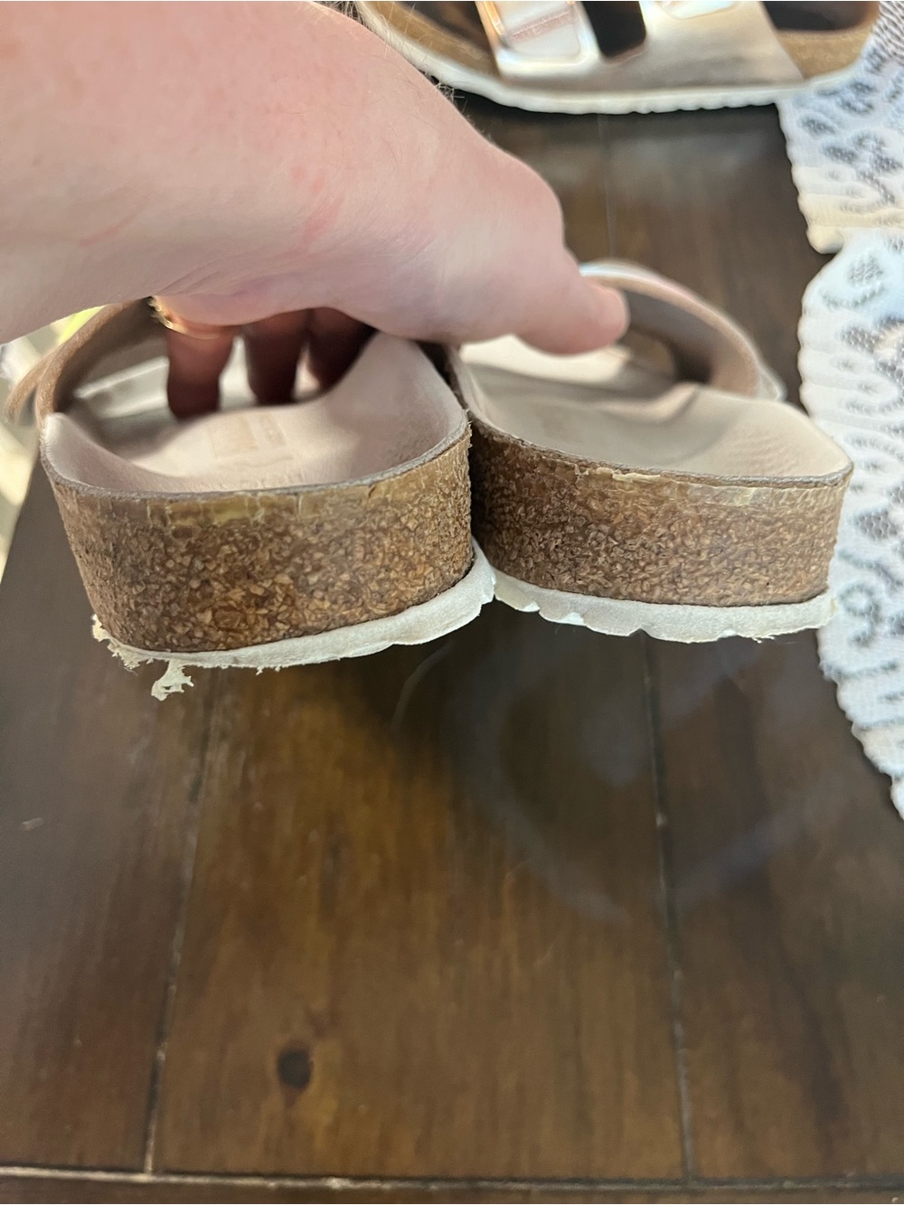 Birkenstock White Slide Sandals with Pastel Ombre Buckles 7-7.5 - Picture 6 of 10